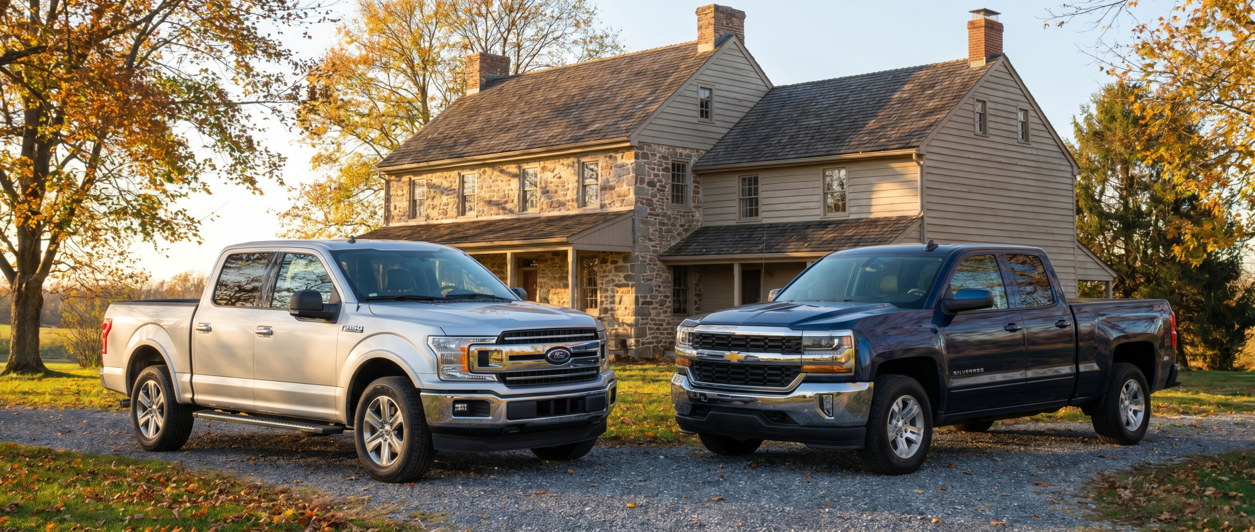 Used Ford F-150 and Chevy Silverado 1500 side-by-side comparison in Hampstead MD.