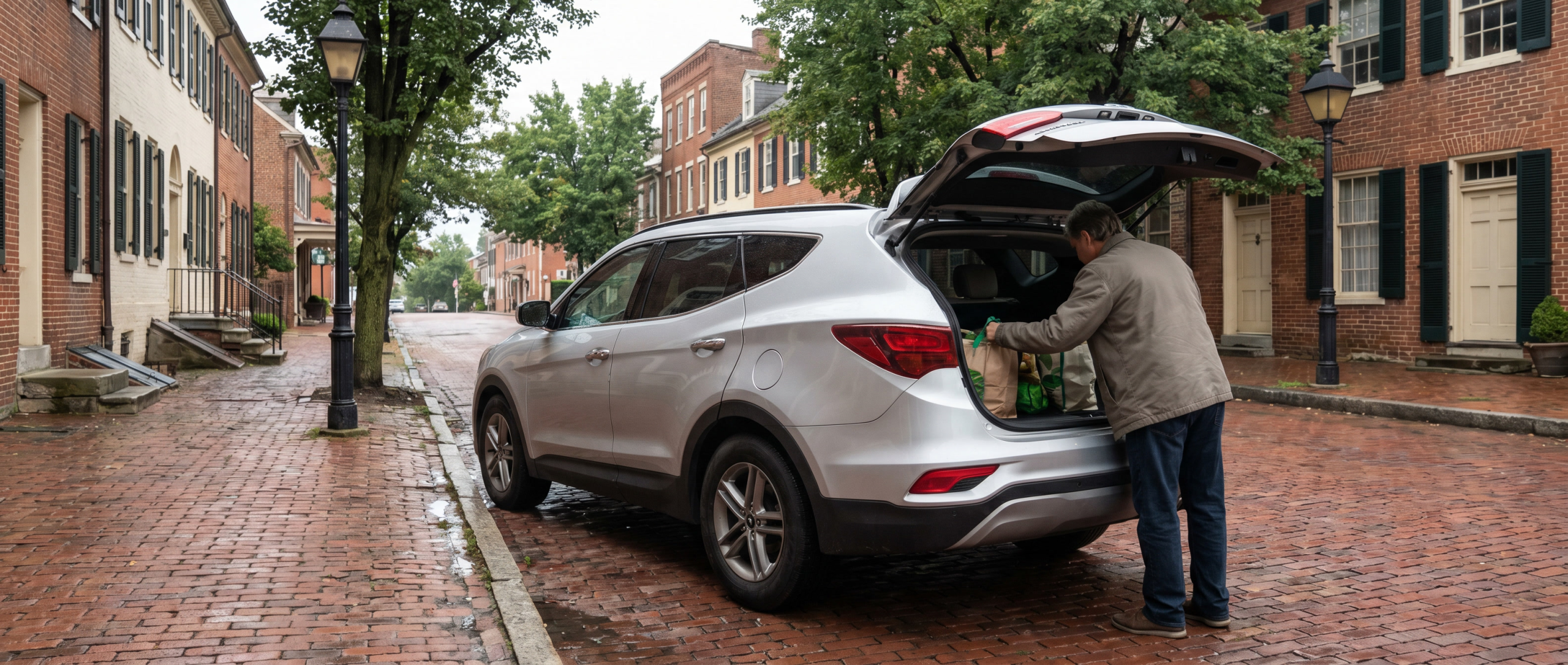 Used Hyundai Santa Fe cargo space and parking assist in Westminster MD.