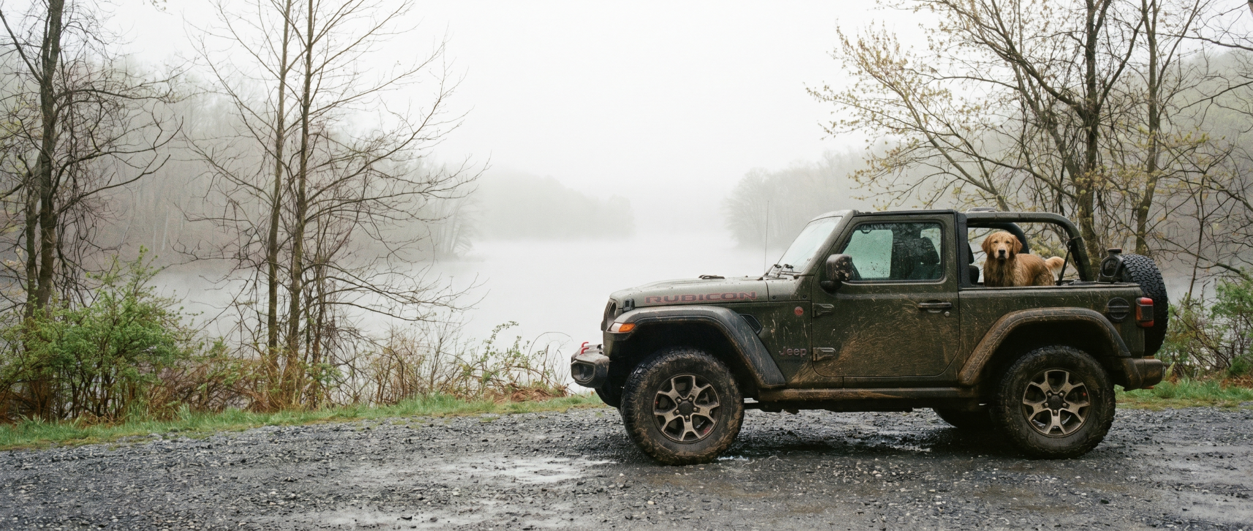 Used Jeep Wrangler navigating muddy backroads near Hampstead MD.