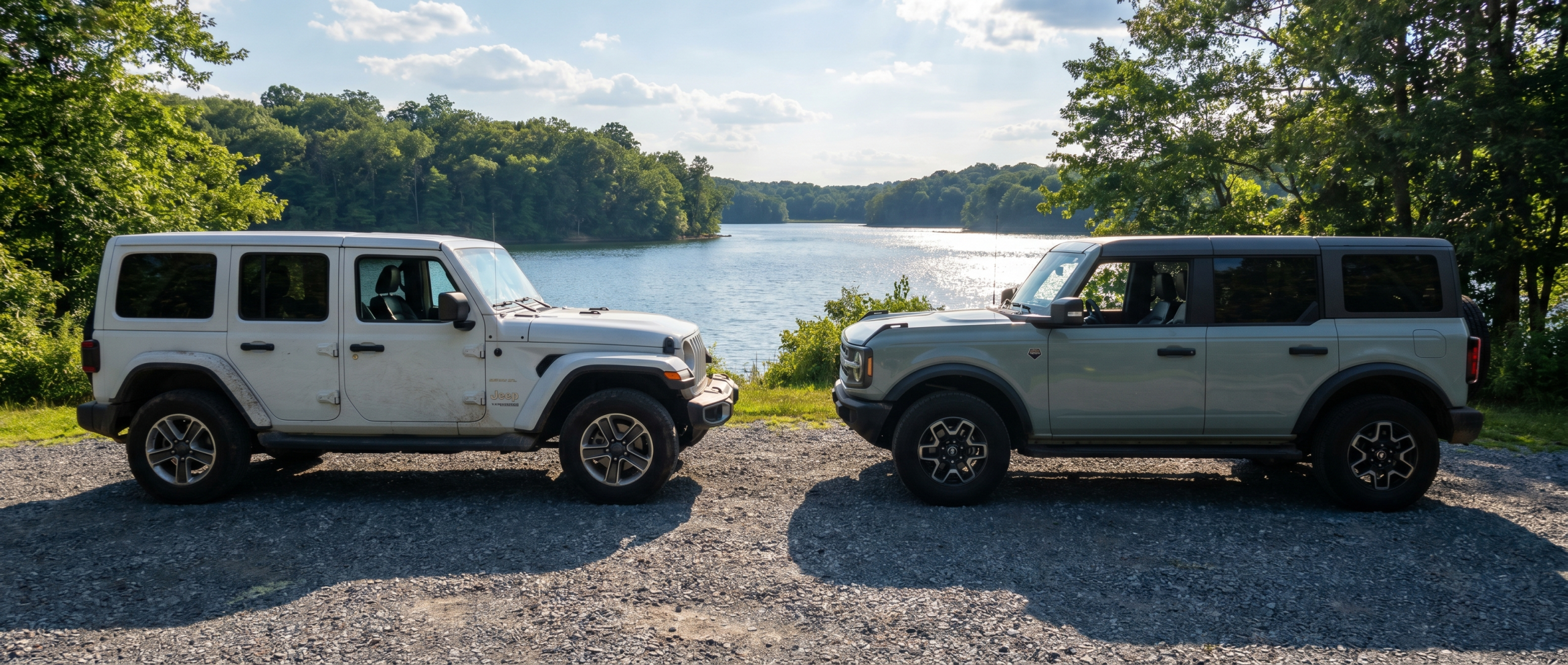 Used Jeep Wrangler and Ford Bronco comparison near Prettyboy Reservoir in Hampstead